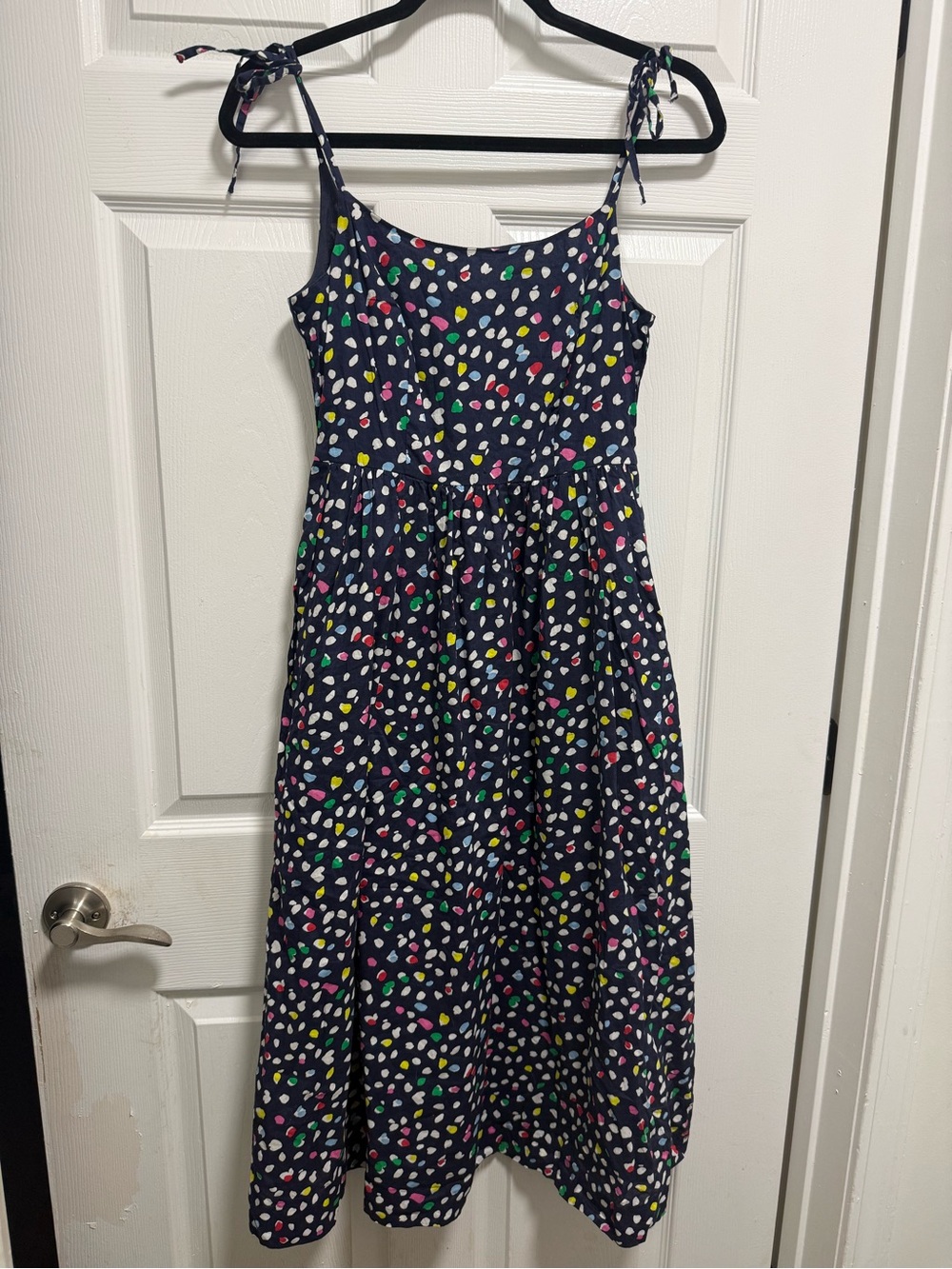 J.Crew Confetti Polka Dot Tie-Strap Cotton Sundress MIDI Dress 00